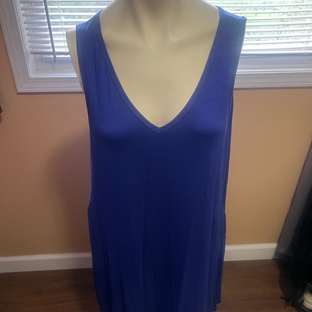 Blue V-Neck Dress